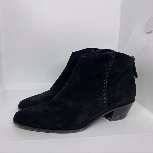 Frye Antonia Black Leather Suede Ankle Booties - Picture 3 of 5